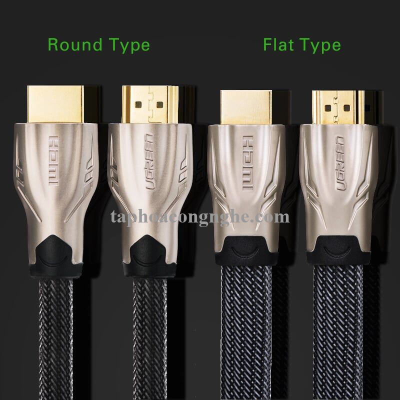 Ugreen 10256 10M màu Đen Cáp tín hiệu HDMI vỏ bọc lưới cao cấp cáp dẹt HD102 30010256